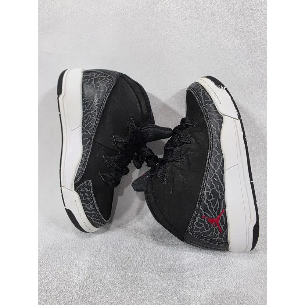 Nike Air Jordan Deluxe Kids 11C Black Red Elephant Print Shoes